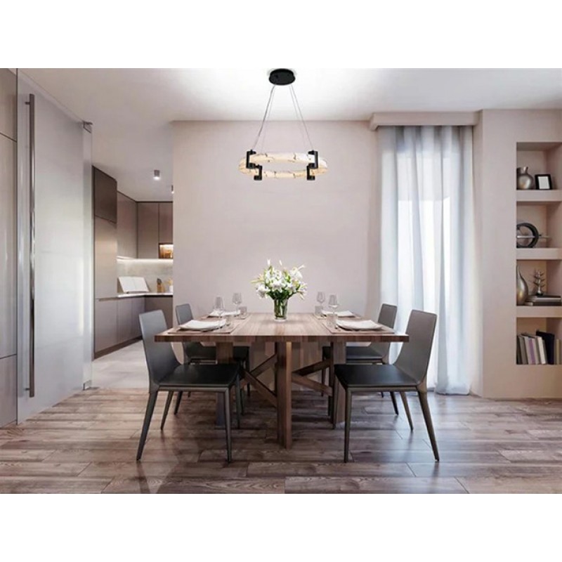 Люстра Searchlight 10868-1BK Moonbeam LED Pendant, Black Metal & Marbleised Resin, 29 Вт, 1546 лм, 3000К
