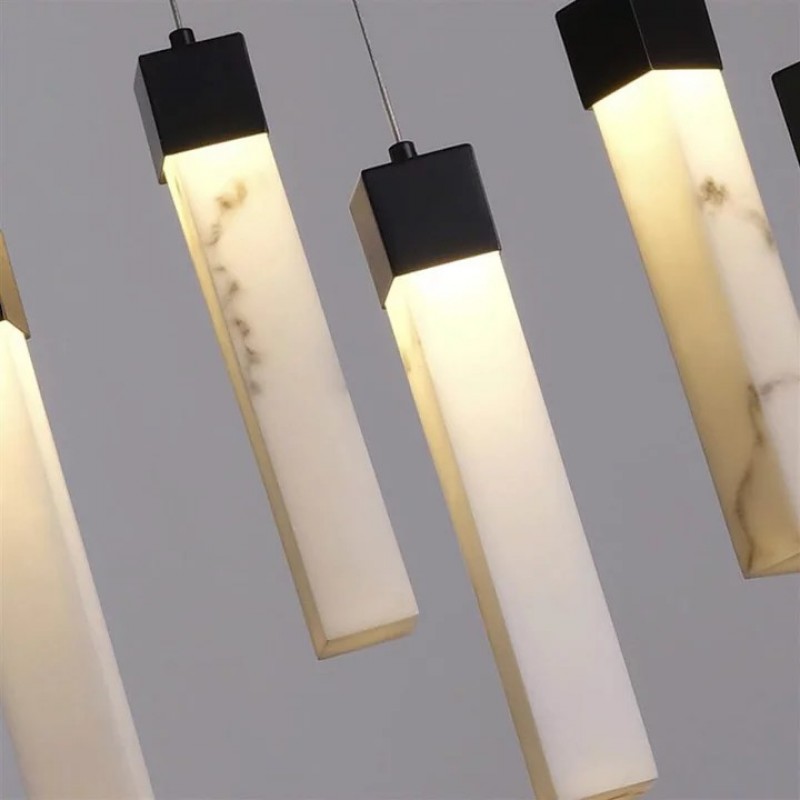 Підвісний світильник Searchlight 10879-10BK Moonbeam 10Lt Pendant, Black Metal & Marbleised Resin, 56 Вт, 1012 лм, 3000К