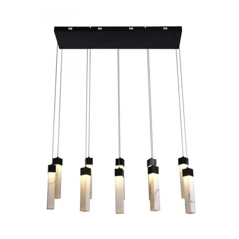 Підвісний світильник Searchlight 10879-10BK Moonbeam 10Lt Pendant, Black Metal & Marbleised Resin, 56 Вт, 1012 лм, 3000К