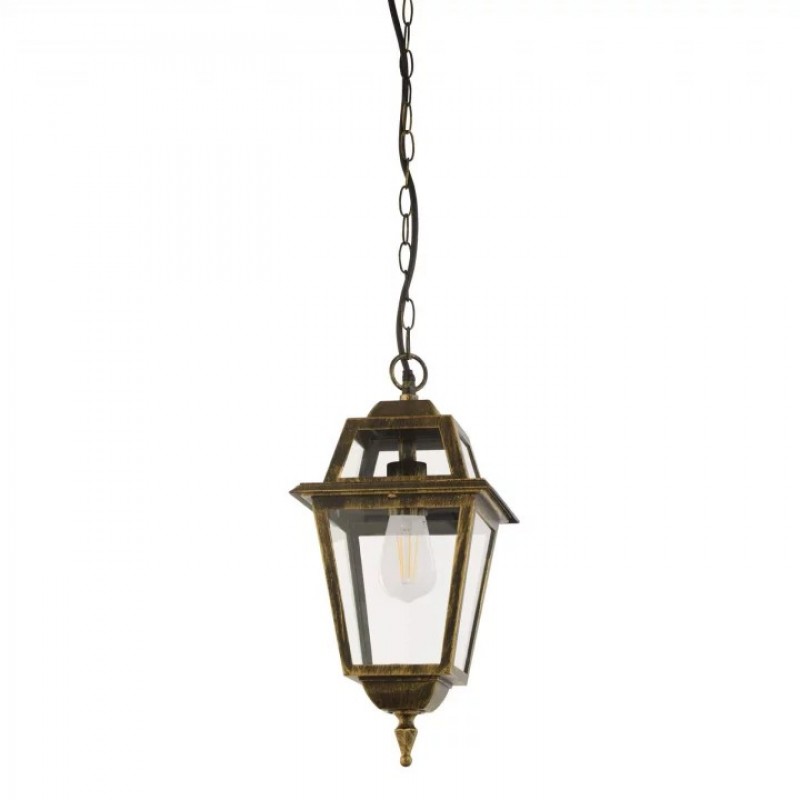 Підвісний світильник Searchlight 1526 New Orleans Pendant Lantern, Black Gold & Glass,IP44