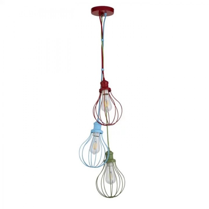 Підвісний світильник Searchlight 4683-3 Novelty 3Lt Pendant - Multi-Coloured Metal