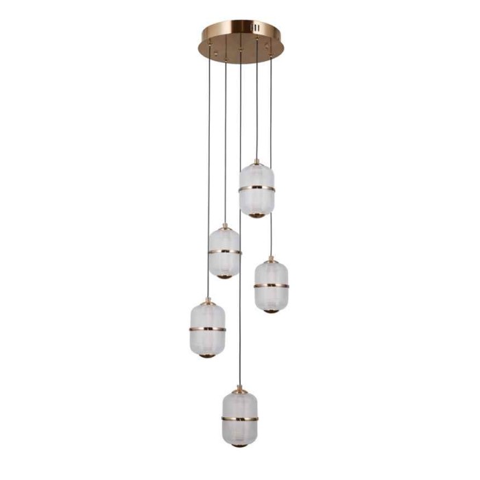 Підвісний світильник, люстра Italux PND-34375-5-HBR Alani LED 5x28W 3000K 2184Lm IP20 золотий