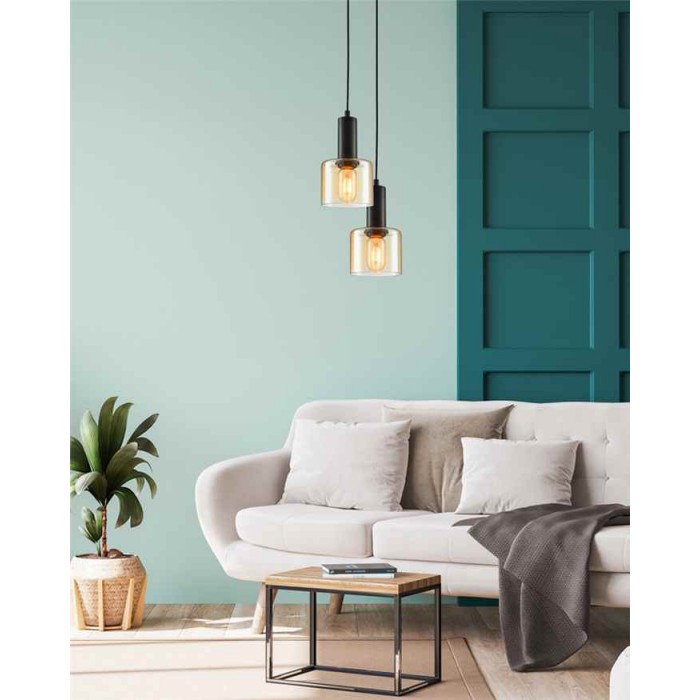 Світильник підвісний, люстра Italux PND-65342-1-BK+AMB Santia E27 1x40W IP20 чорний