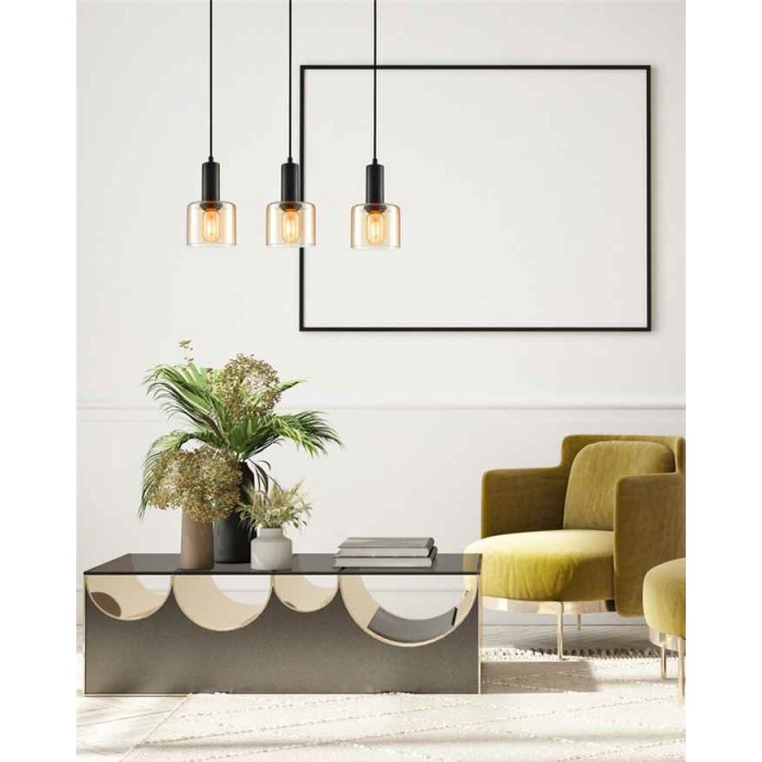 Светильник подвесной, люстра Italux PND-65342-3-BK+AMB Santia E27 3x40W IP20 черный
