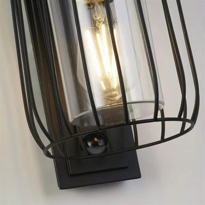 Бра - Searchlight 44610BK-PIR Reed 1L Wall Light with PIR, Black Metal и PC Shade
