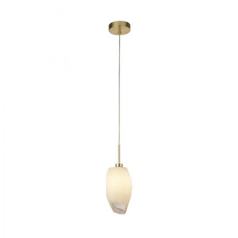 Підвісний світильник Searchlight 23141-1SB Rocky 1Lt Pendant, Satin Brass Metal & Glass