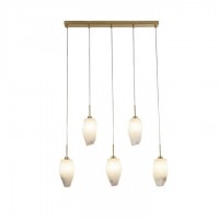 Підвісний світильник Searchlight 23145-5SB Rocky 5Lt Bar Pendant, Satin Brass Metal & Glass