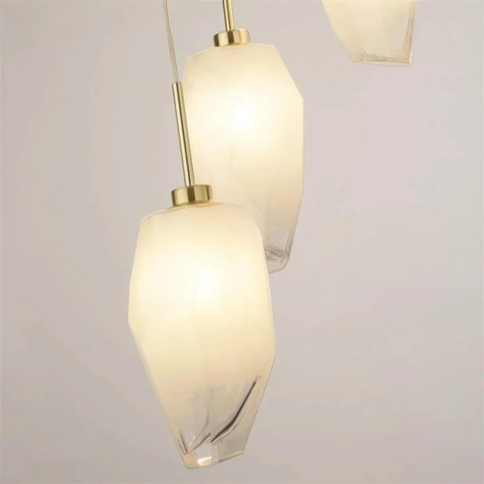 Підвісний світильник Searchlight 23146-5SB Rocky 5Lt Multi Drop Pendant, Satin Brass Metal & Glass