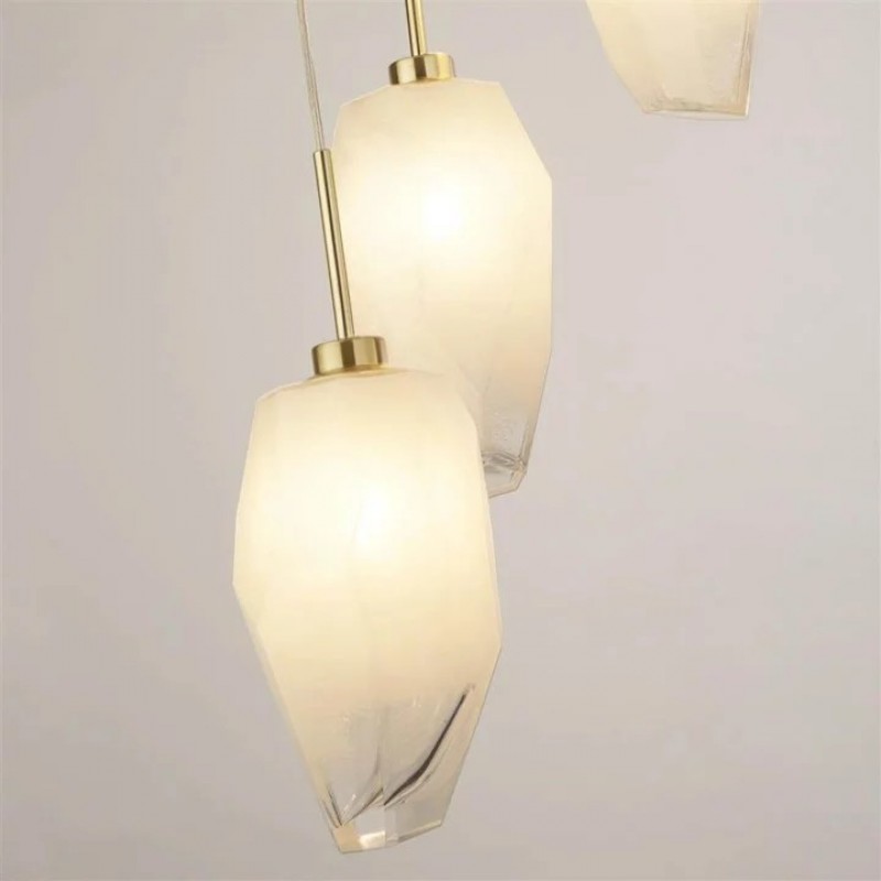 Підвісний світильник Searchlight 23146-5SB Rocky 5Lt Multi Drop Pendant, Satin Brass Metal & Glass