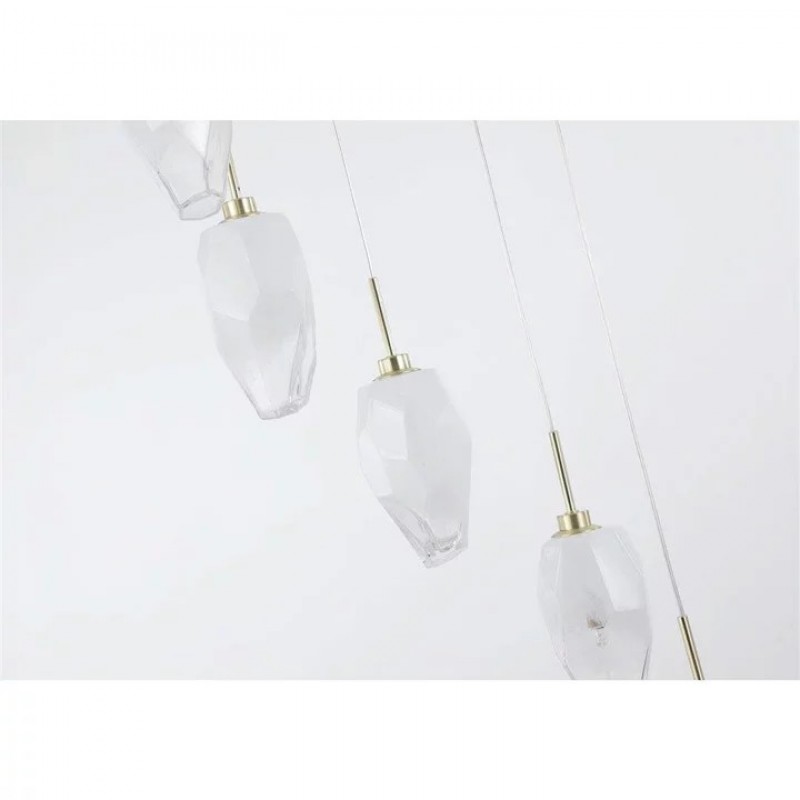 Підвісний світильник Searchlight 23147-8SB Rocky 8Lt Multi Drop Pendant, Satin Brass Metal & Glass