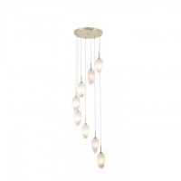 Підвісний світильник Searchlight 23147-8SB Rocky 8Lt Multi Drop Pendant, Satin Brass Metal & Glass