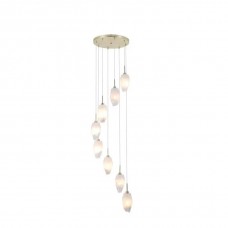 Підвісний світильник Searchlight 23147-8SB Rocky 8Lt Multi Drop Pendant, Satin Brass Metal & Glass