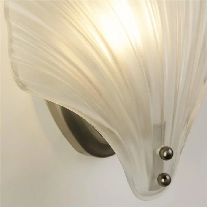 Бра Searchlight 28980SS Shell 1Lt Wall Light, Satin Silver Metal &Frosted Glass IP44
