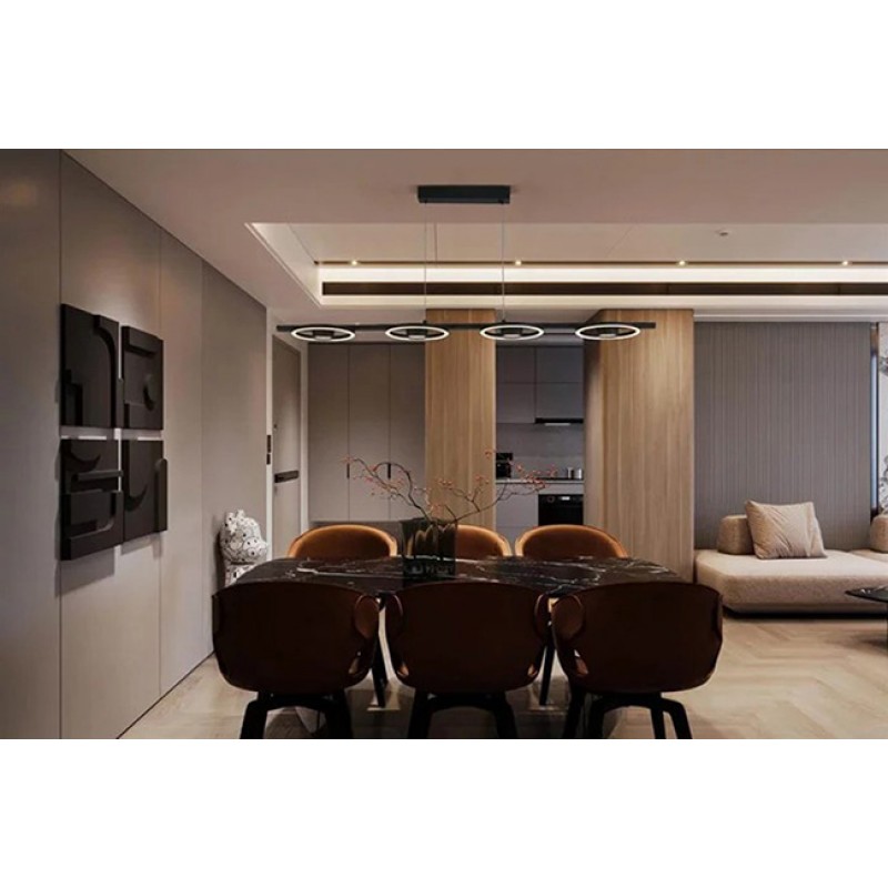 Підвісний світильник Searchlight 32804-4BK Space 4Lt LED Bar Pendant, Black Metal, 35 Вт, 1497 лм, 3000К