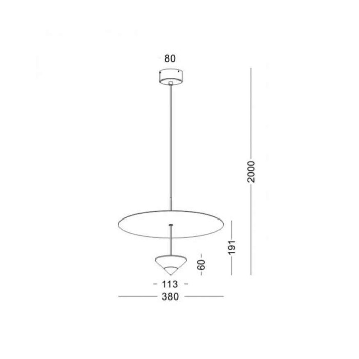 Підвісний світильник, люстра Kloodi DECO_PE-LUNA380 10W+3W 3K BK LED 2x13W 3000К 1300Lm IP20 чорний