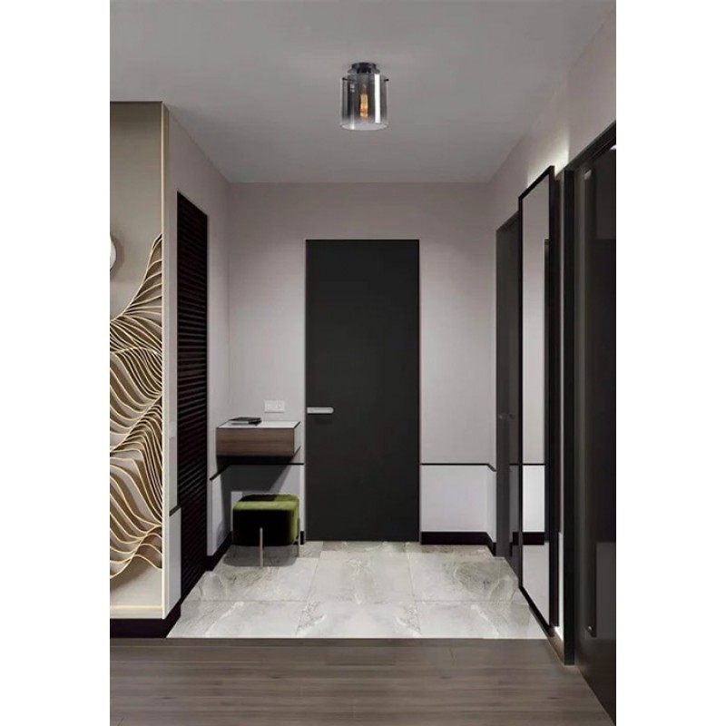 Люстра - Searchlight 88911-1BK Швеция 1Lt Flush - Matt Black & Smoked Glass