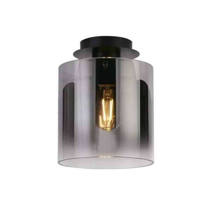 Люстра - Searchlight 88911-1BK Швеция 1Lt Flush - Matt Black & Smoked Glass