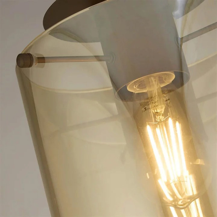 Люстра Searchlight 88911-1MO Sweden 1Lt Flush - Mocha Metal & Amber Glass