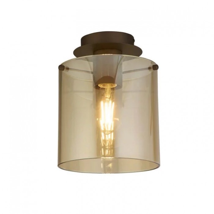 Люстра Searchlight 88911-1MO Sweden 1Lt Flush - Mocha Metal & Amber Glass