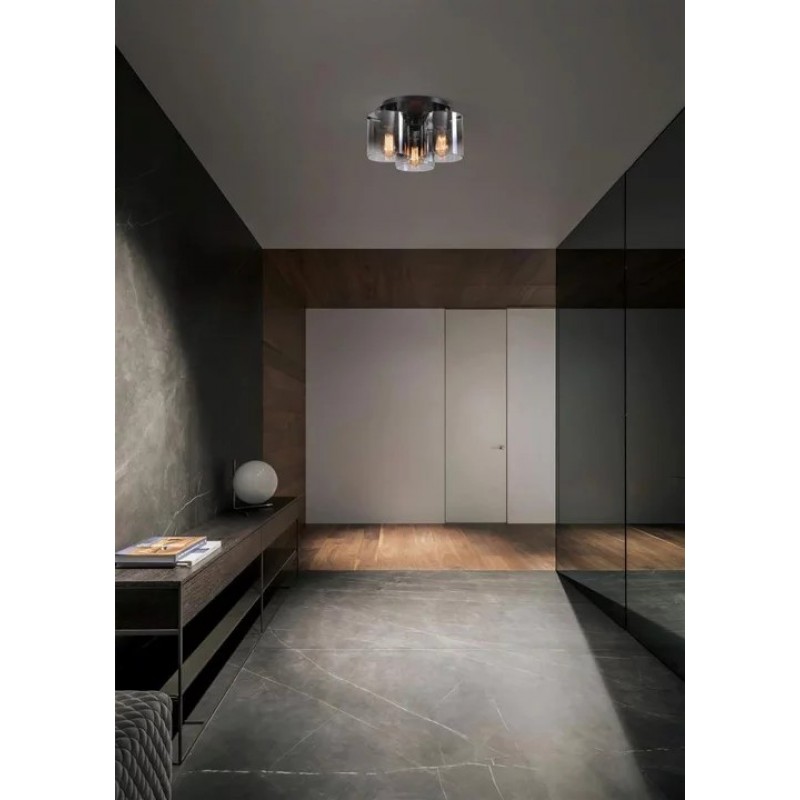 Люстра - Searchlight 88911-3BK Sweden 3LT Flush - Matt Black & Smoked Glass
