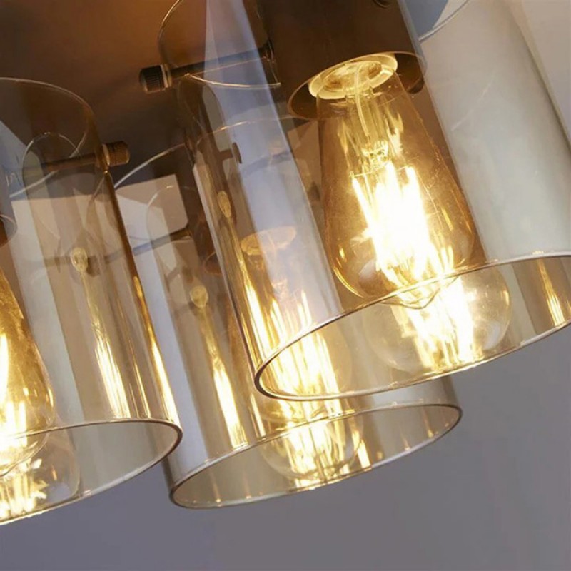 Люстра - Searchlight 88911-3MO Sweden 3LT Flush - Mocha Metal & Amber Glass