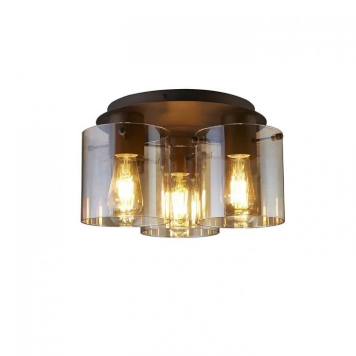 Люстра Searchlight 88911-3MO Sweden 3LT Flush - Mocha Metal & Amber Glass