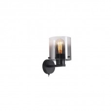 Бра - Searchlight 88912-1BK Швеция 1Lt Wall Light - Matt Black & Smoked Glass