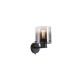 Бра - Searchlight 88912-1BK Швеция 1Lt Wall Light - Matt Black & Smoked Glass