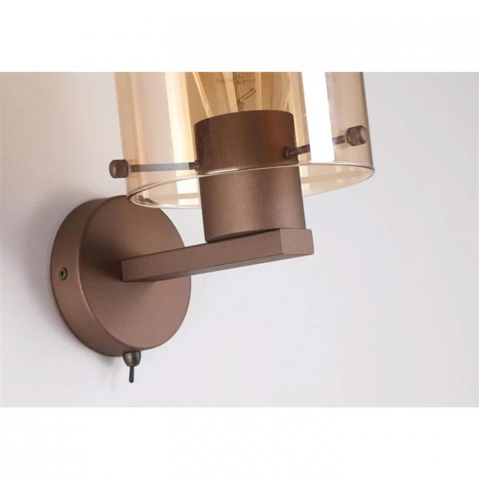 Бра Searchlight 88912-1MO Sweden 1Lt Wall Light - Mocha Metal & Amber Glass