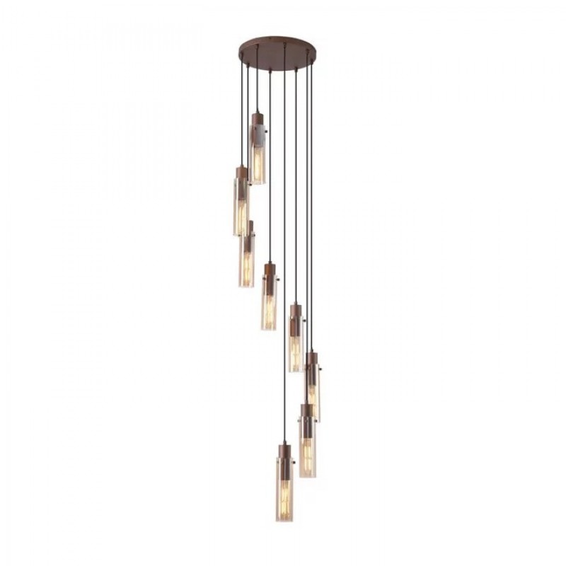 Подвесной светильник Searchlight 88920-8MO Sweden II 8Lt Multi Drop - Mocha Metal & Amber Glass