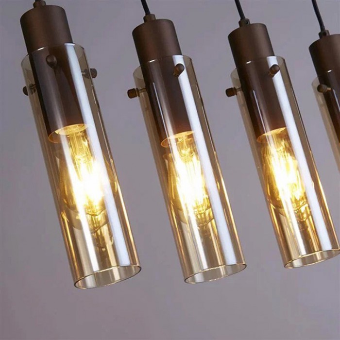 Підвісний світильник Searchlight 88921-5MO Sweden II 5Lt Bar Pendant - Mocha Metal & Amber Glass