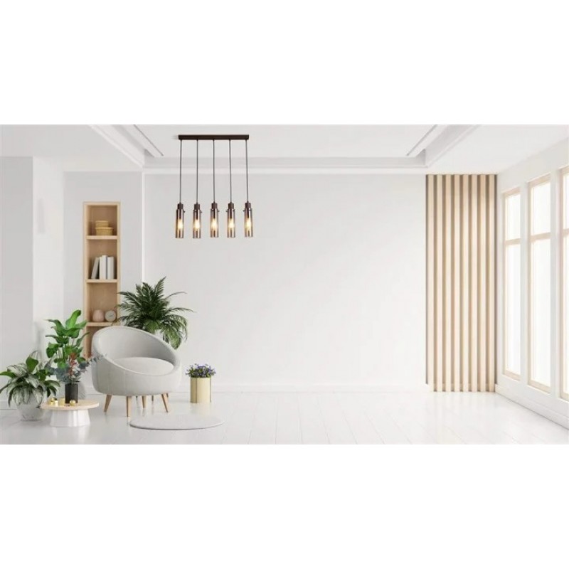 Подвесной светильник Searchlight 88921-5MO Sweden II 5Lt Bar Pendant - Mocha Metal & Amber Glass