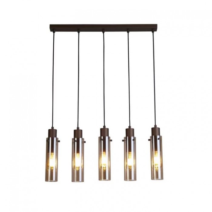 Підвісний світильник Searchlight 88921-5MO Sweden II 5Lt Bar Pendant - Mocha Metal & Amber Glass
