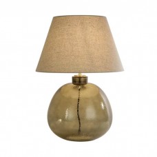 Настільна лампа Searchlight EU44651GR Zenith 1Lt Table Lamp, Green Glass with Natural Linen Shade