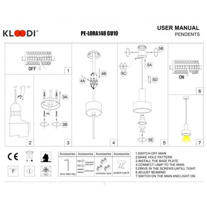 Світильник підвісний Kloodi KLOODI DECO_PE-LORA148 GU10 BK Світильник підвісний Kloodi KLOODI DECO_PE-LORA148 GU10 BK