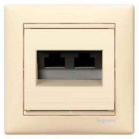 Механізм розетки комп'ютерної 2xRJ-45 UTP Cat.5e Valena без захоплень слонова кістка, 774139