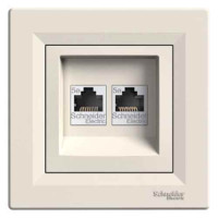 Розетка компьютерная RJ45 кат.5е UTP двойная кремовая Asfora, EPH4400123