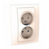 Розетка подвійна, з шторками, Unica Basic, слонова кістка Schneider Electric, MGU23.063.25