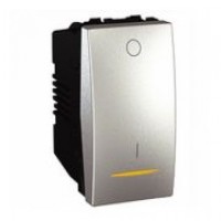 Вимикач 1-клавішний, 2-полюсний (Сх.2) з індикацією, алюміній Schneider Electric, MGU3.162.30S