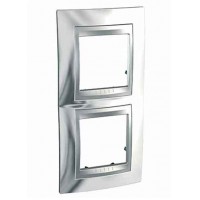 Рамка 2-місцева, Unica Top, хром глянсовий/алюміній Schneider Electric, MGU66.004V.010