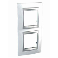 Рамка 2-місцева, Unica Top, білосніжний/алюміній Schneider Electric, MGU66.004V.092