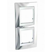 Рамка 2-местная, Unica Top, хром глянцевый/белый Schneider Electric, MGU66.004V.810