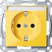 Механизм розетки с заслонками желтый Merten, MTN2302-0307