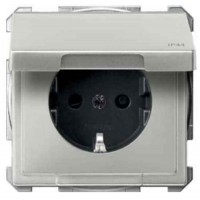 Механізм розетки з кришкою сталь, Merten, MTN2414-4146