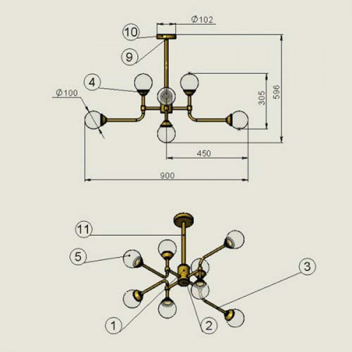 Pikart 6272 White berries chandelier Pikart 6272 White berries chandelier