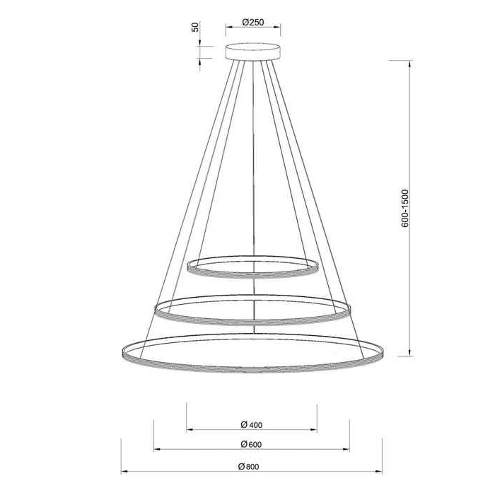 Підвісний світильник Kloodi KD-RG MULTI 400/600/800 108W 3K BK Ring Giza Multi Підвісний світильник Kloodi KD-RG MULTI 400/600/800 108W 3K BK Ring Giza Multi