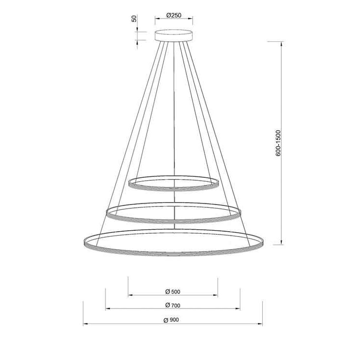 Підвісний світильник Kloodi KD-RG MULTI 500/700/900 126W 4K BK Ring Giza Multi Підвісний світильник Kloodi KD-RG MULTI 500/700/900 126W 4K BK Ring Giza Multi