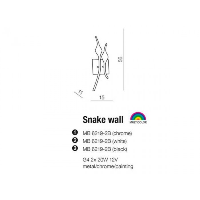 Azzardo AZ0046 Snake (mb-6219-2b-chrome) Azzardo AZ0046 Snake (mb-6219-2b-chrome)