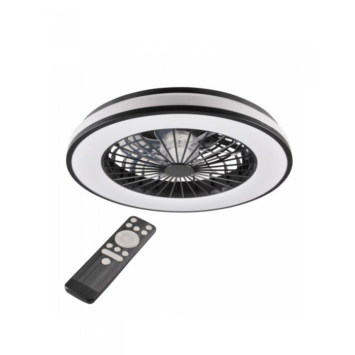 Люстра с вентилятором, потолочный светильник с пультом Goldlux 325808 Kenya LED 1x48W 3000K/4000K/6500K 5300Lm IP20 черная