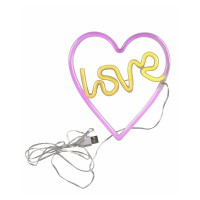 Світильник Polux 327154 Neon Love Heart Led 1x3W USB 5V DC 1A IP20 Wh